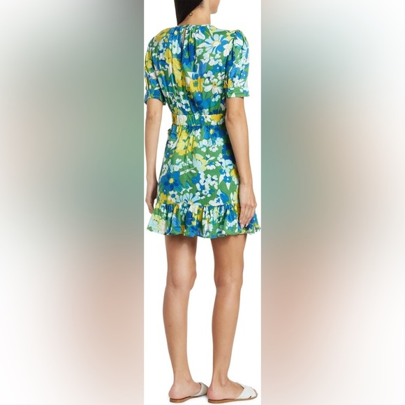 Walter Baker Kasey Dress Floral Mini Ruffle Hem Short Sleeves Size XL - Picture 2 of 16